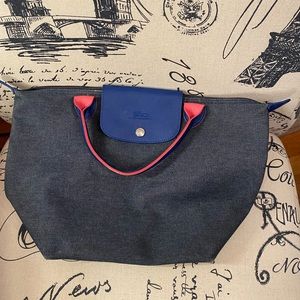 Authentic Longchamp denim small mini tote bag